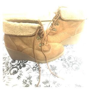TAN Leather Booties, Size 6, Suede Leather Boots